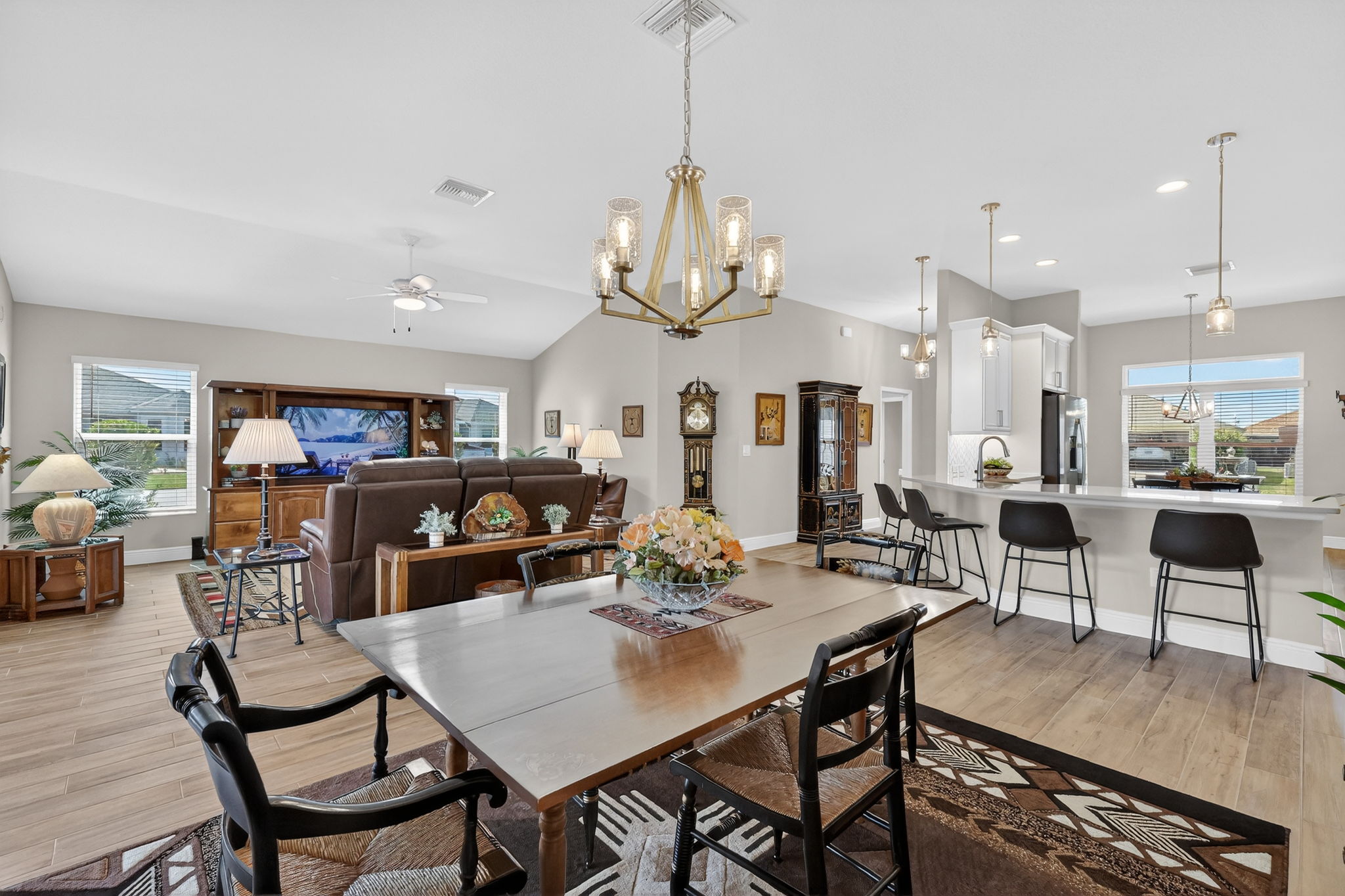 Dining, Living, and Kitchen