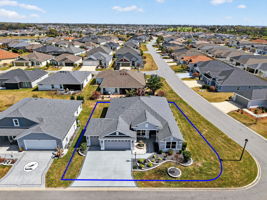 Aerial Front Elevation with Property Lines of Large Corner Lot