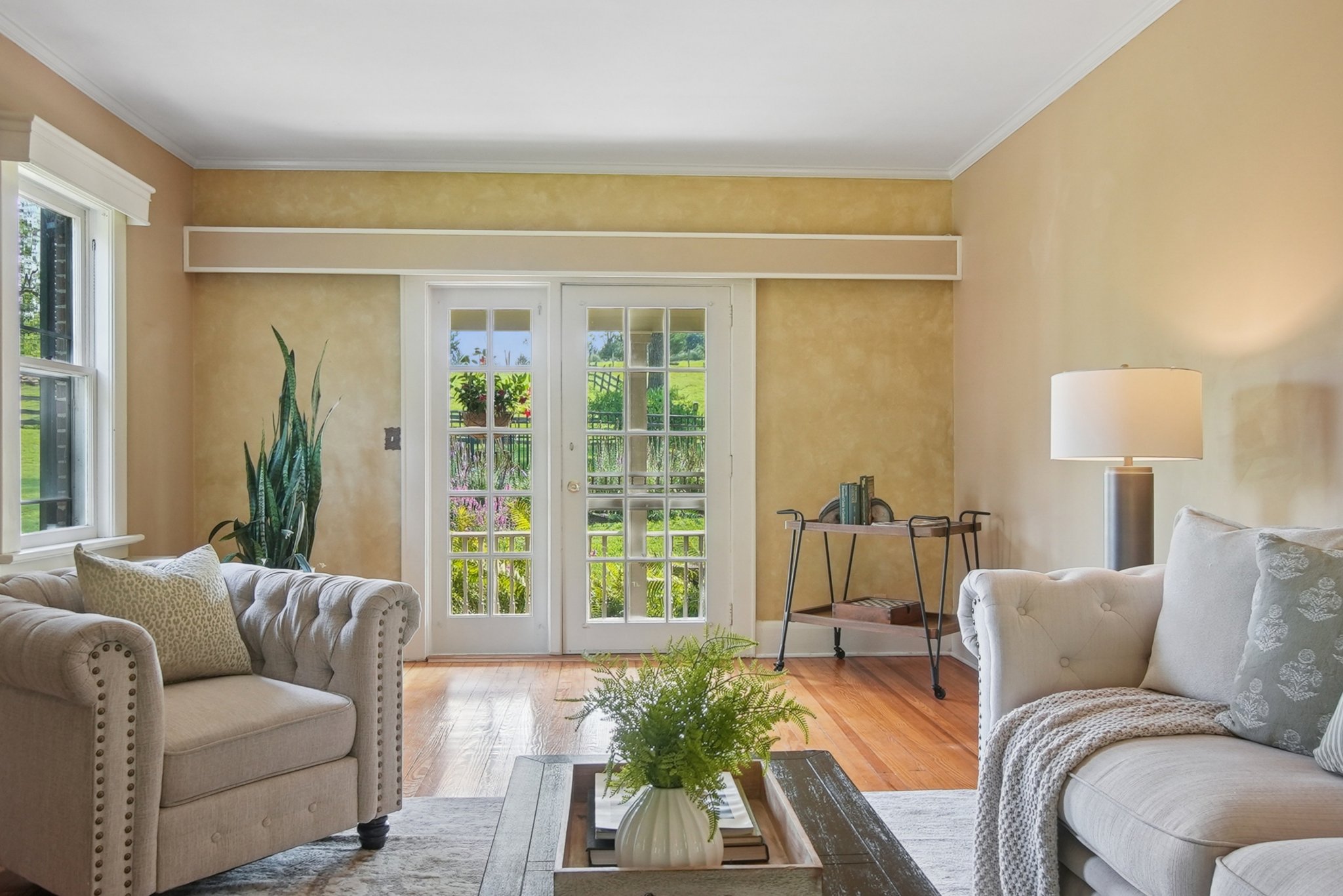 French doors to covered porch