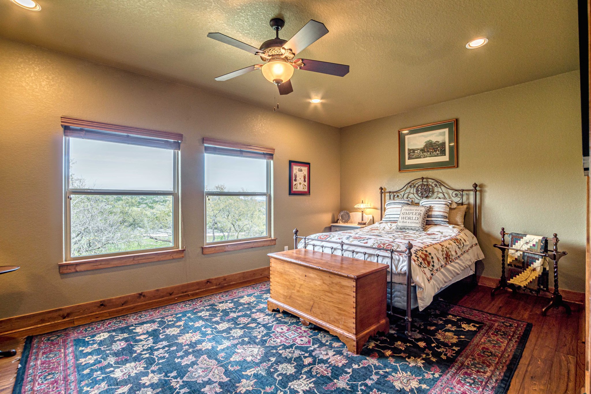 Upstairs bedroom 4 with hill country views.