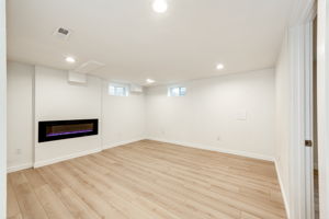 Basement Family Room w Modern Gas Fireplace