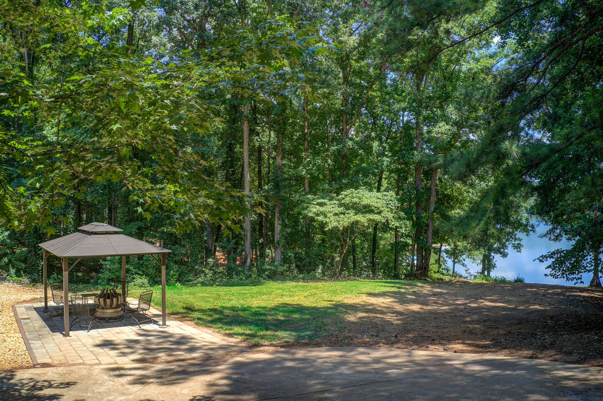 57 Aerial Exterior Dining Gazebo w Yard Lake View