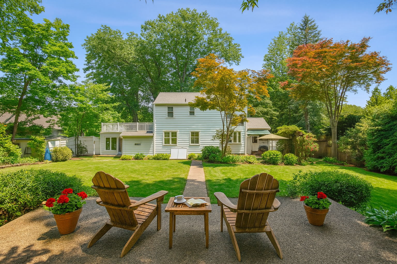 Sometimes the story begins out back - nearly half an acre of serenity where sunlight, memories, and quiet moments all find their place.