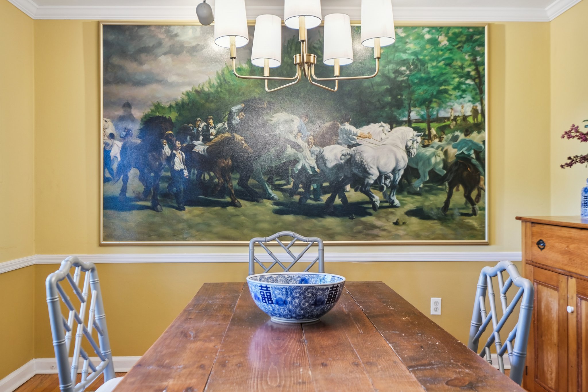 A striking piece painted by the home’s former owner, an accomplished artist - a fitting touch in Montclair, long cherished by creatives and visionaries drawn to its beauty, culture, and proximity to New York City.