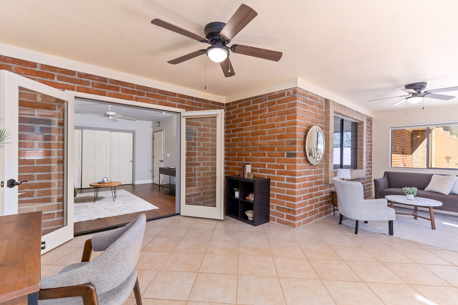 Exposed adobe walls in the AZ Room