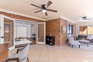 Exposed adobe walls in the AZ Room