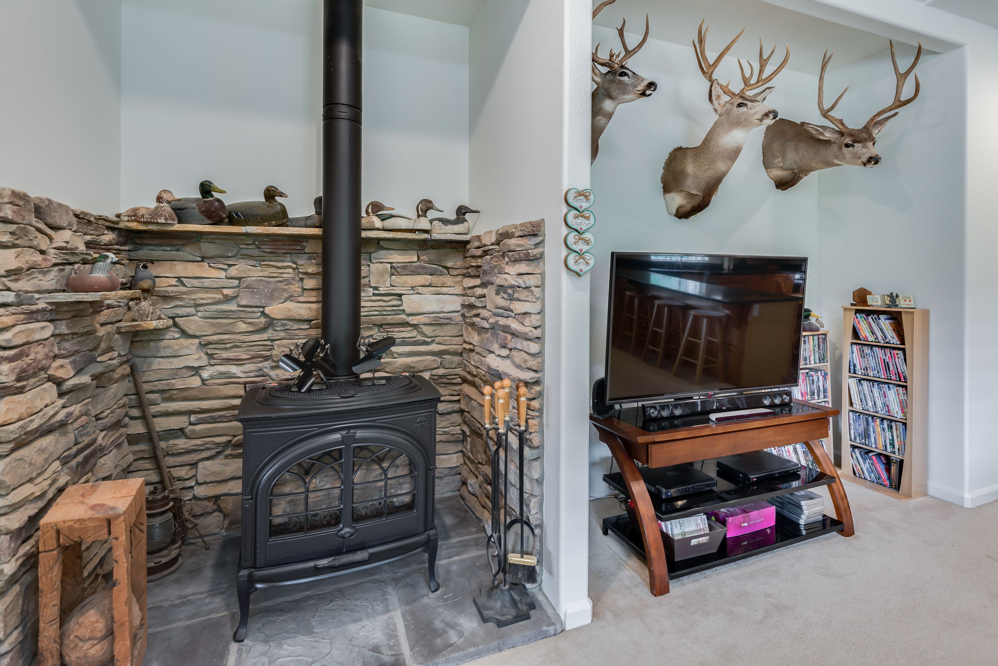 Gas Fireplace With Blower and Wall Mounted Thermostat