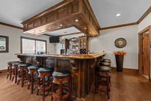 Basement is an entertainer's delight, full bar w/mini fridge, pellet ice maker, beverage cooler, sink, full dishwasher