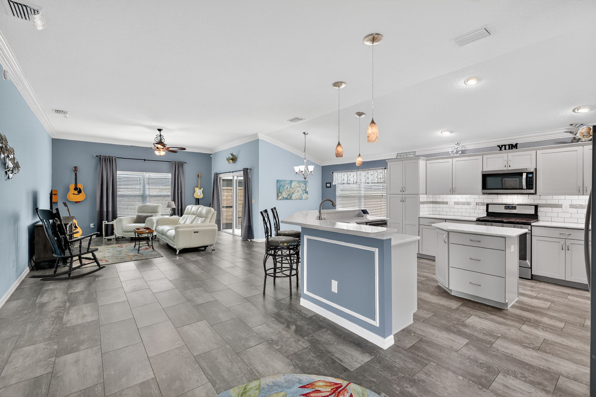 Living, Dining, and Kitchen