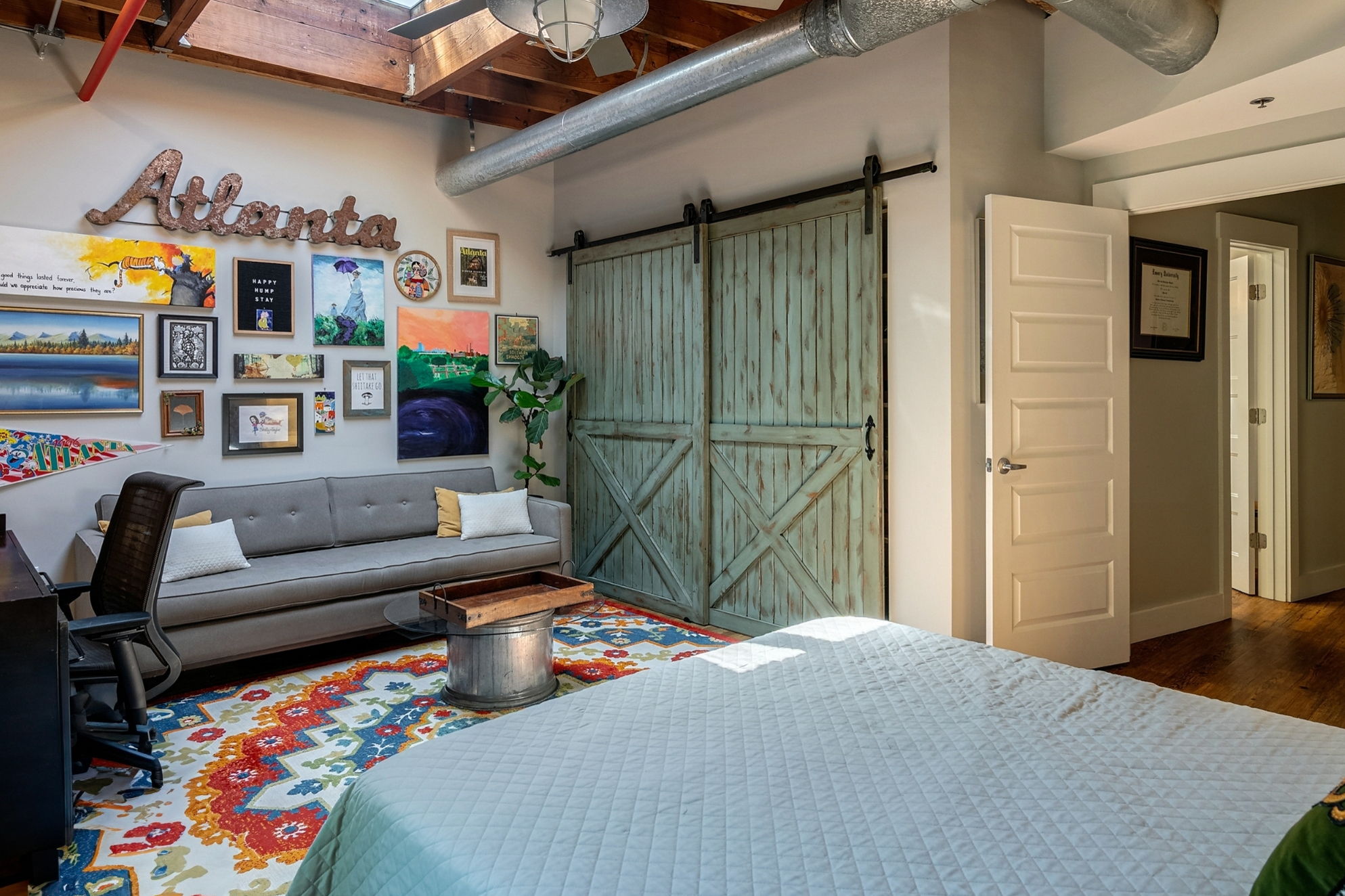 Additional closet with custom barn doors