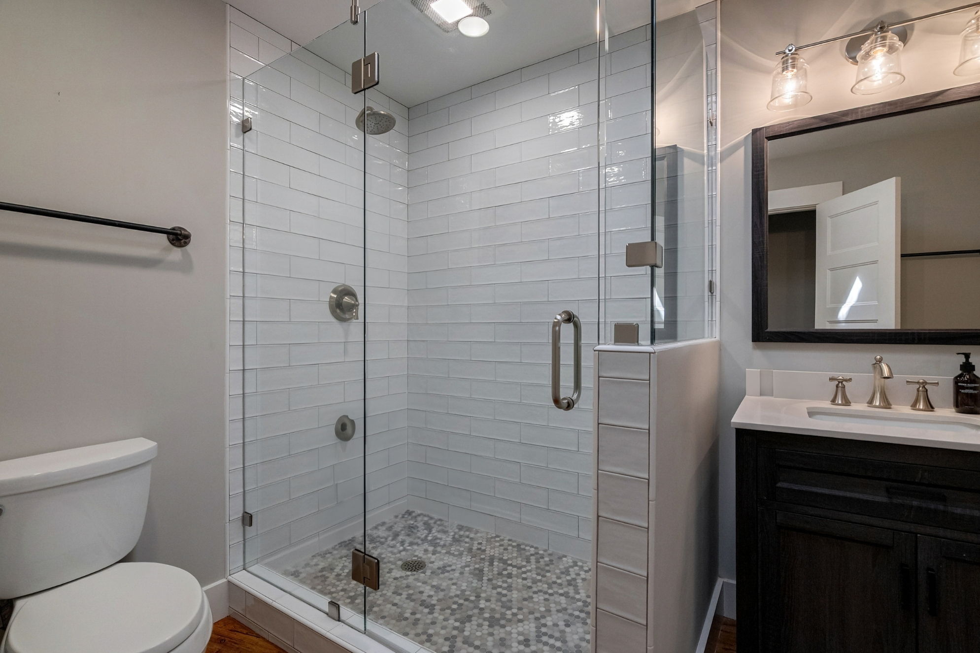 Guest bathroom with walk-in shower and