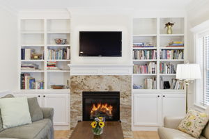 Living Room w Gas Fireplace & Built-In Storage III