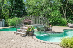 Custom Pool with Bridge and Water Fall