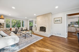 Formal Living Room with Stunning Gas Fireplace