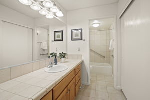 Split bath with huge walk-in closet