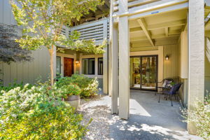 a front patio with room for outdoor dining and bbq.