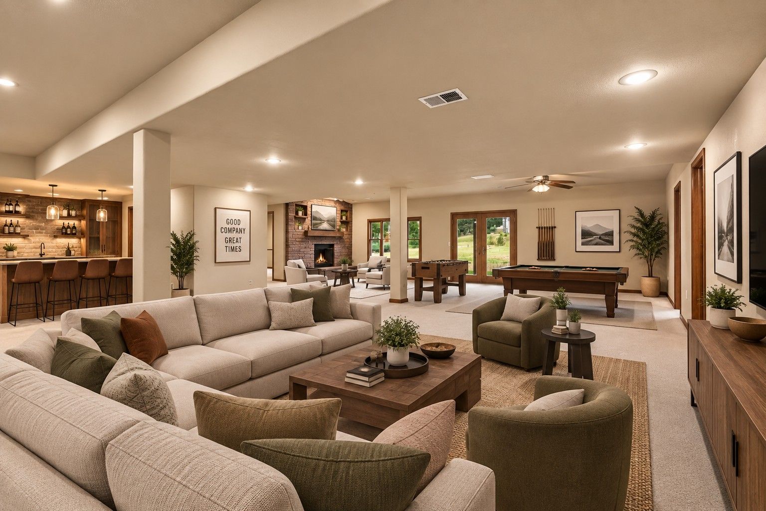 Basement virtually staged