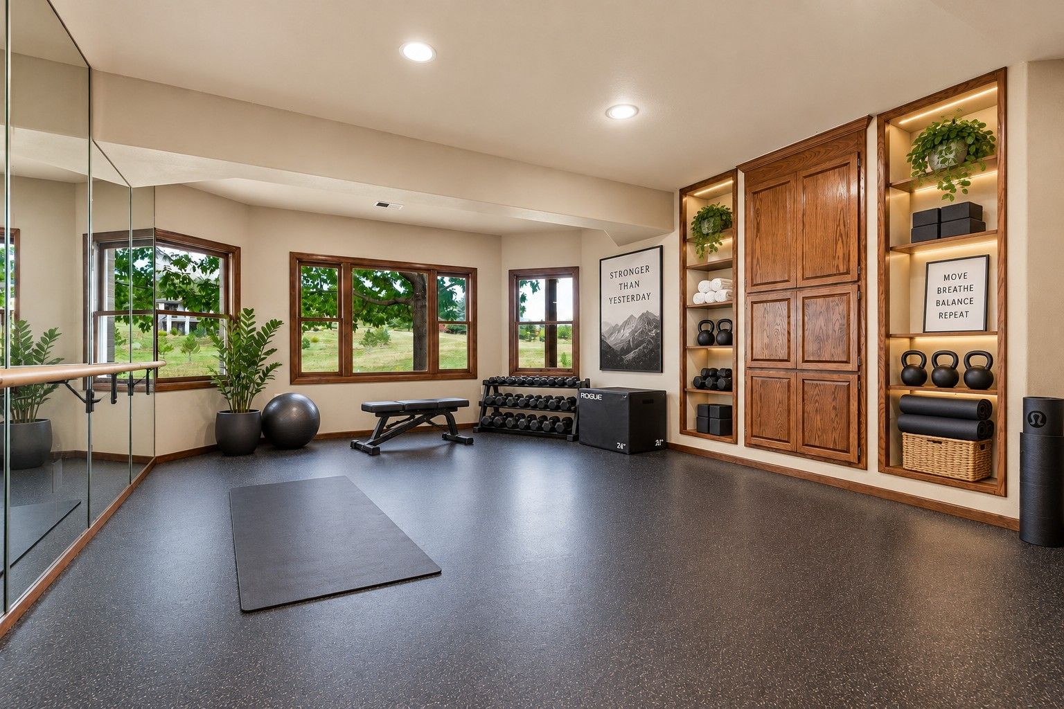 Gym/Dance Room virtually staged