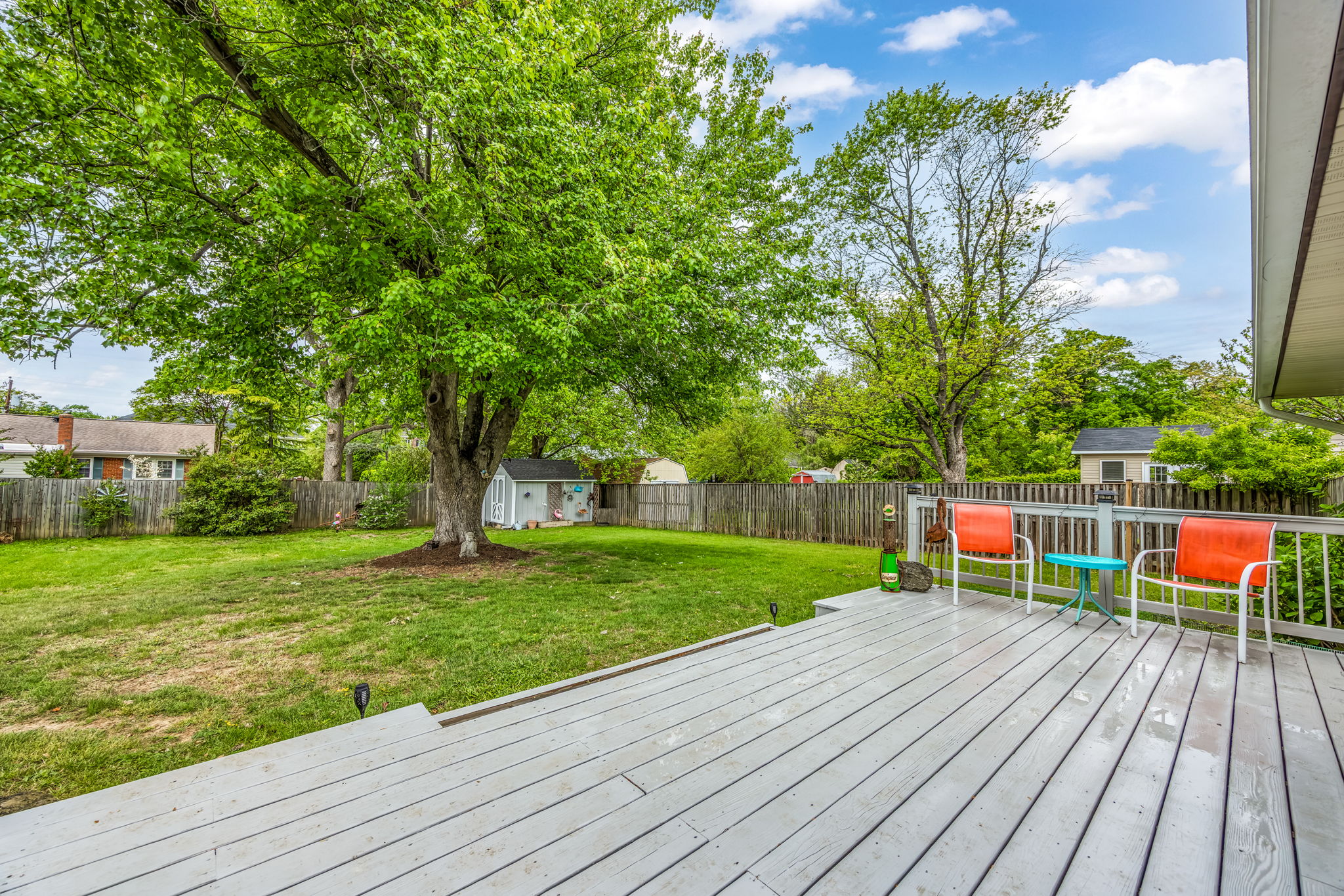 Large Fenced Backyard with Deck