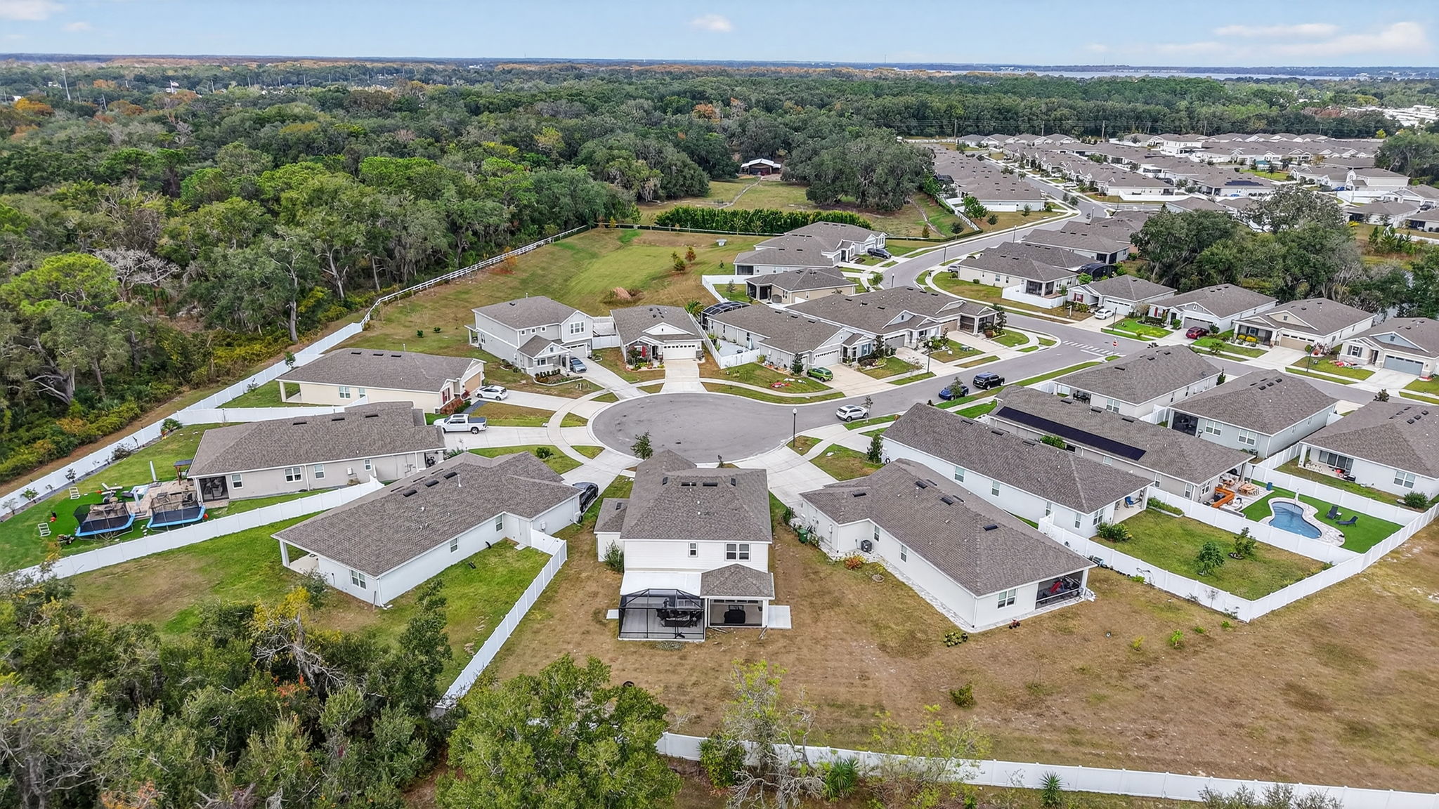 Aerial of Oversized Rear and Side Yards with Room For a Pool!