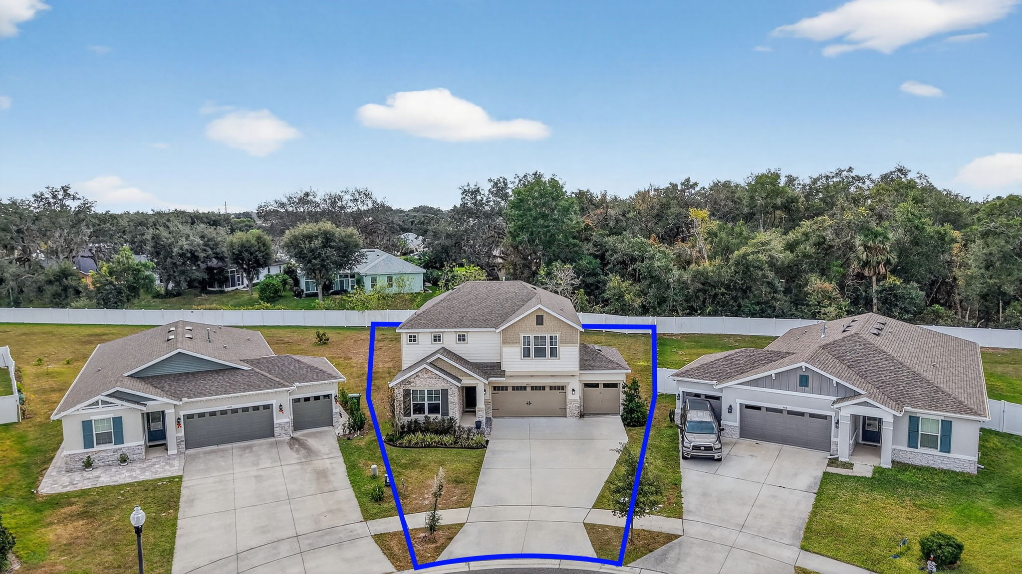 Aerial Front Elevation with Property Lines