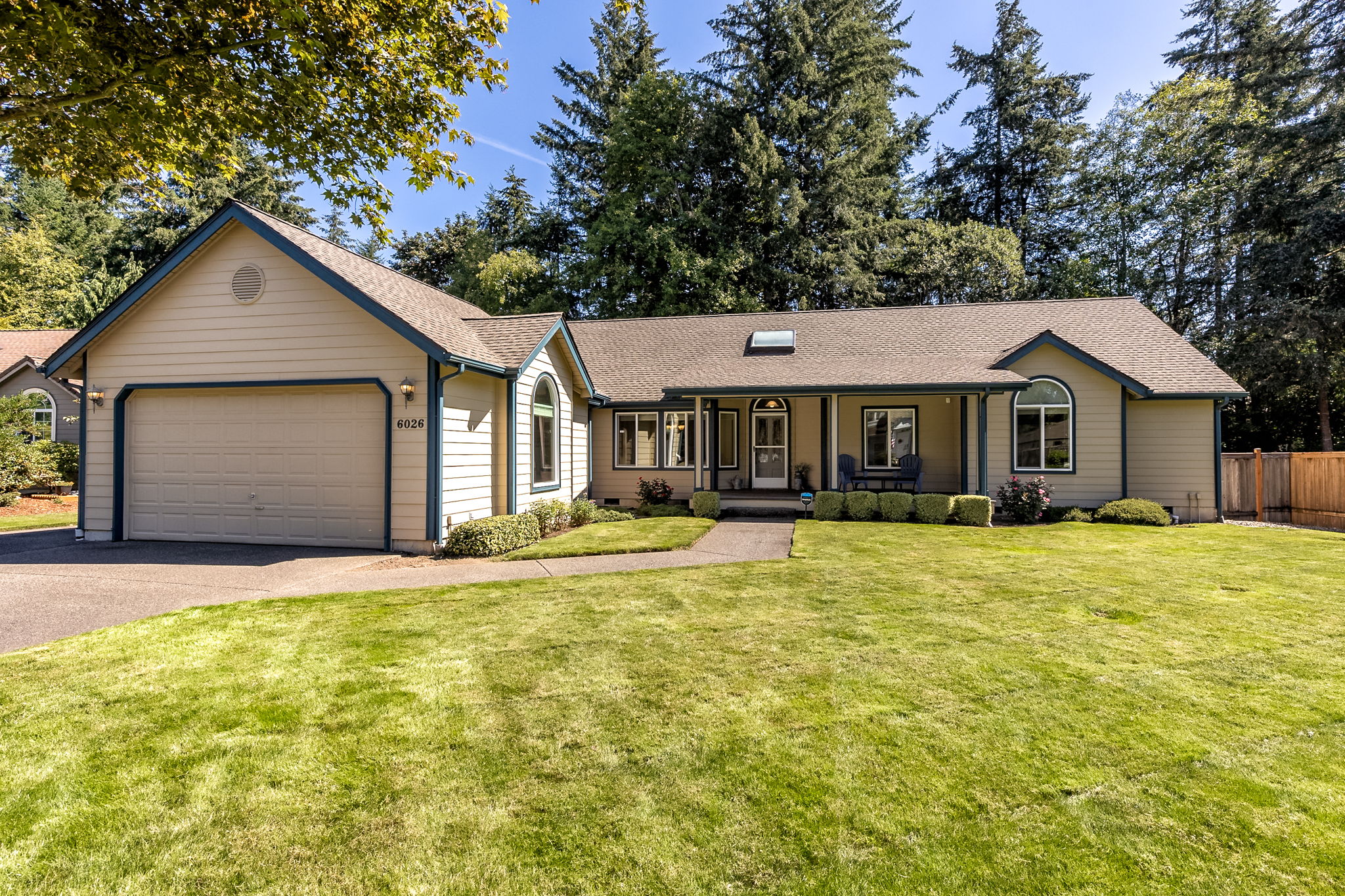 Tidy landscaping and green grass!