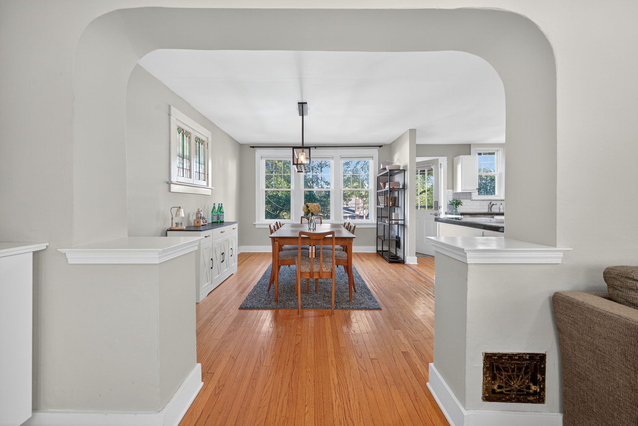 The open floor plan is ideal for entertaining.