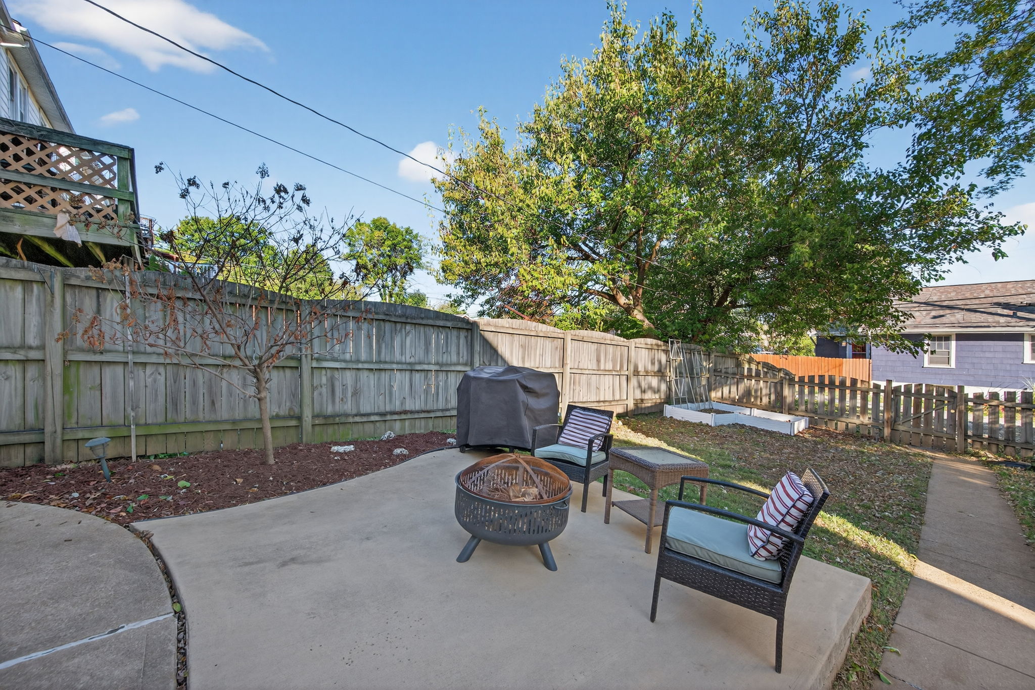 Bring your twinkle lights and Pinterest boards!  In fact, the Seller already built a place for a projector as they enjoyed movie nights under the stars out here with friends.