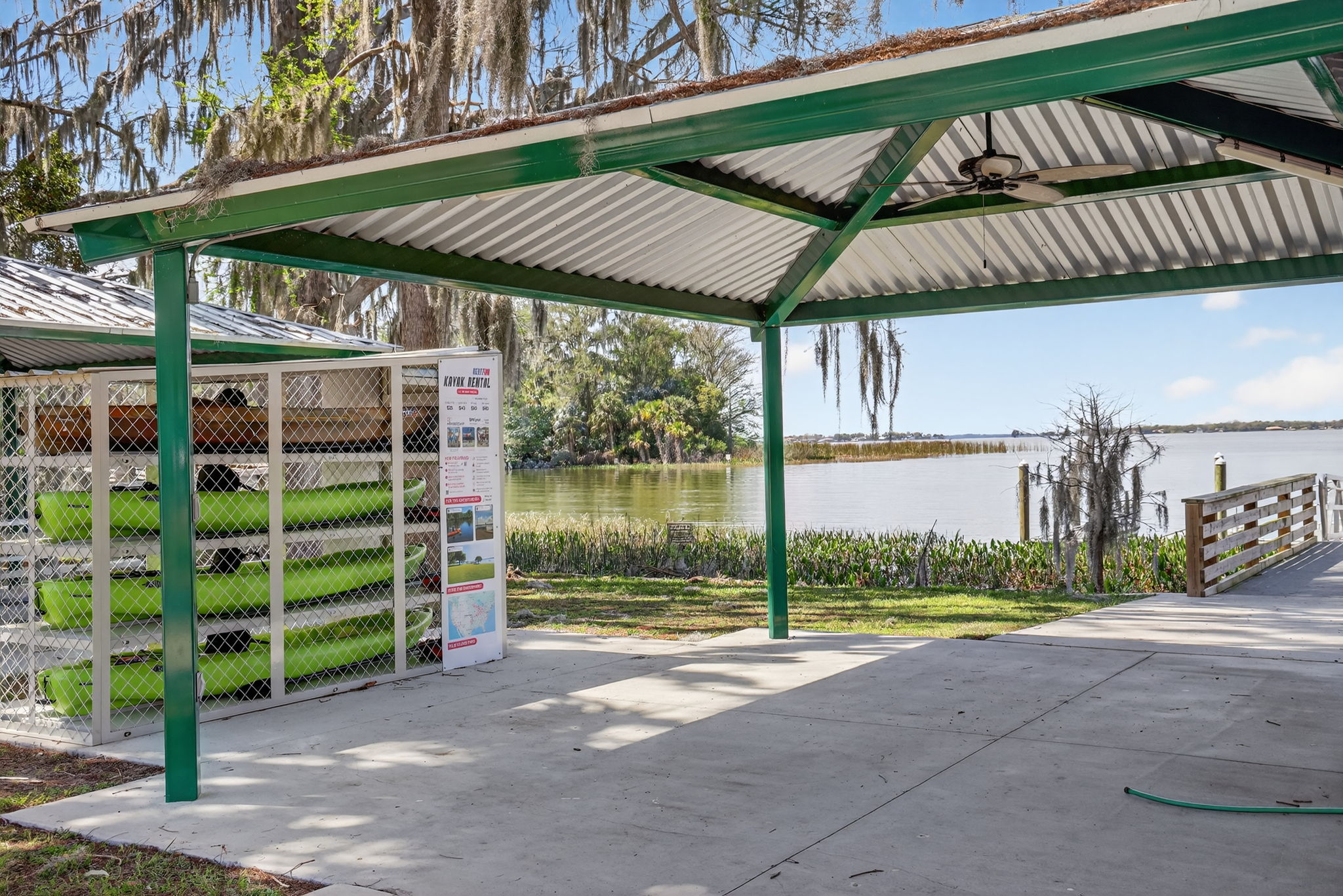 pavilion with water for cleaning off your kayak or canoe