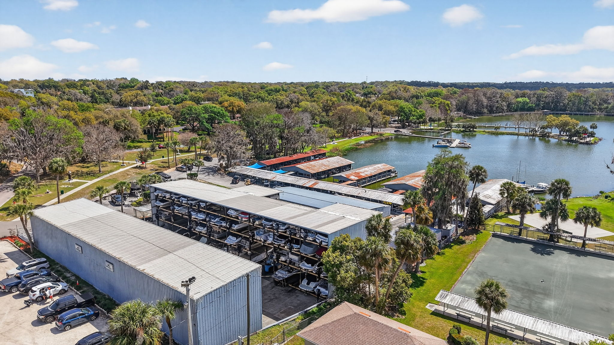 Marina with boat storage options