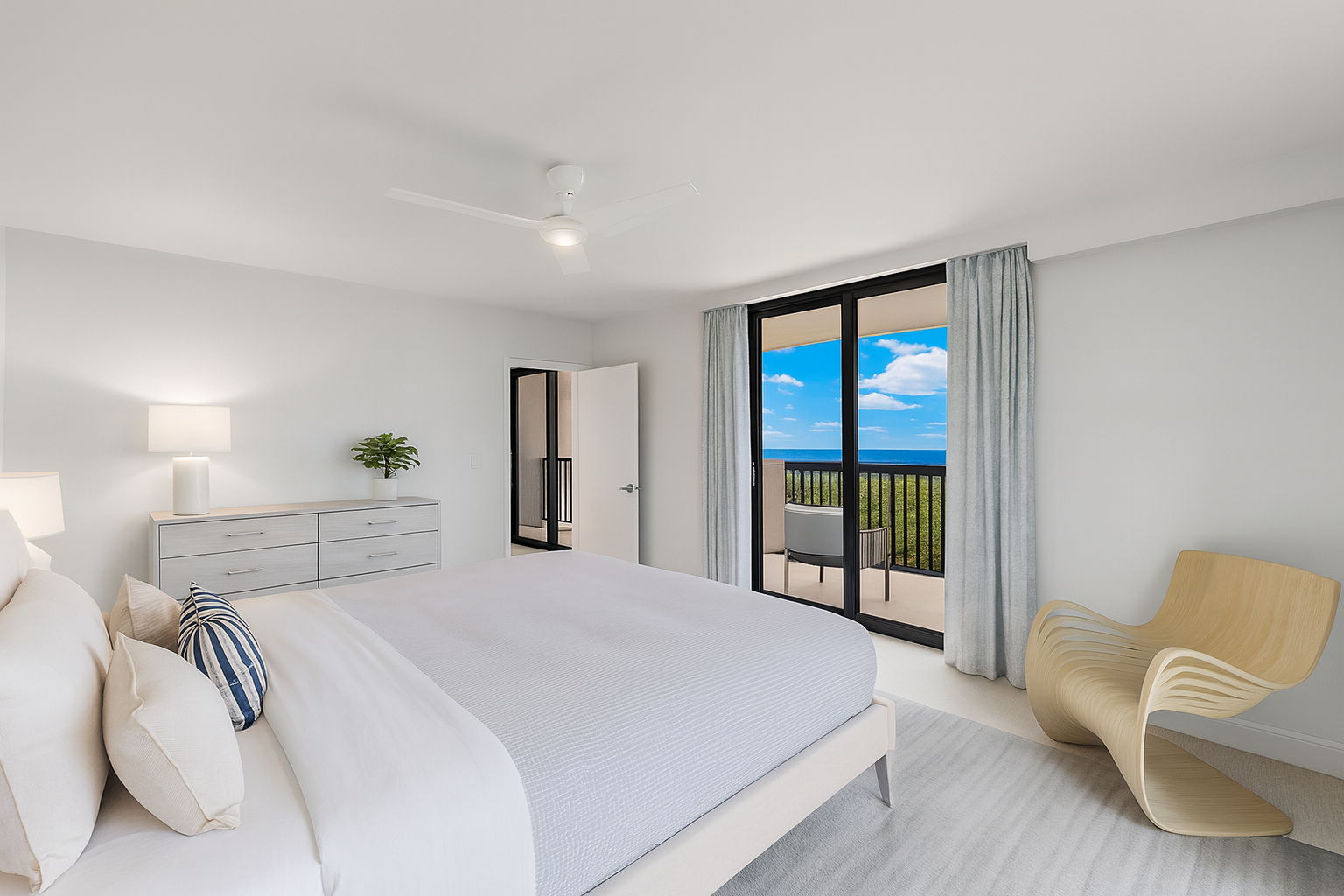 Virtual staged primary bedroom