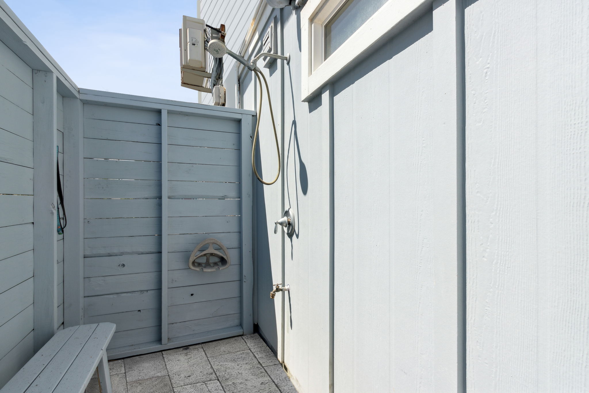 Large private outdoor shower.