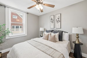 The main floor Primary bedroom is so homey