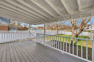 The fully-covered composite deck is idea for morning coffee or rainy evenings under the twinkle lights.