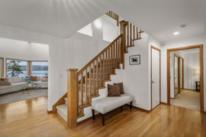 Beautiful entryway with oak floors.