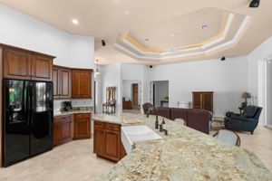 large island facing the great room and yard
