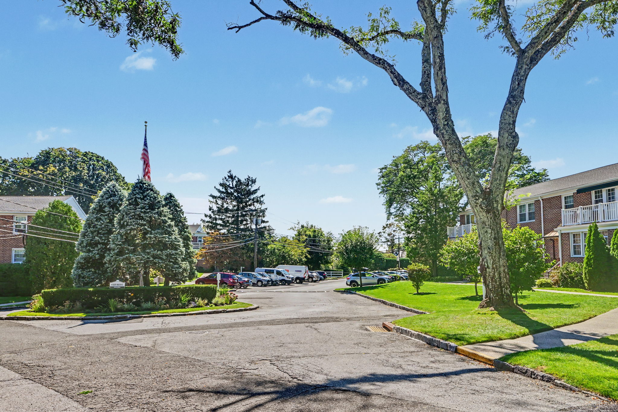 View from #61's building toward flagpole circle and main drive