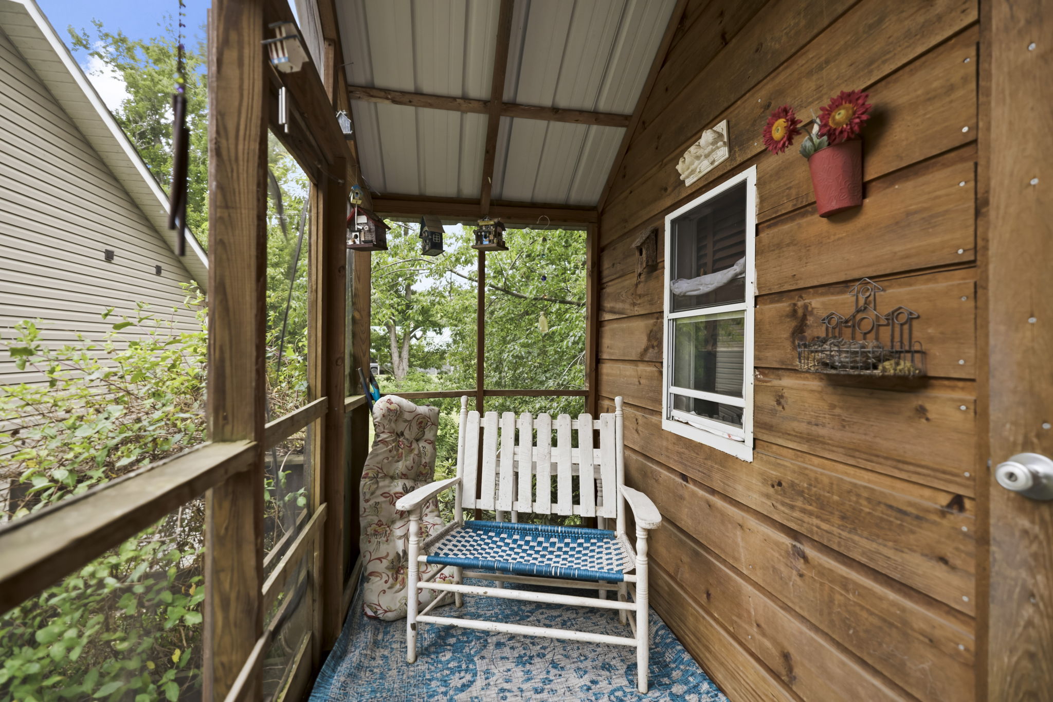 Covered porch at the shop
