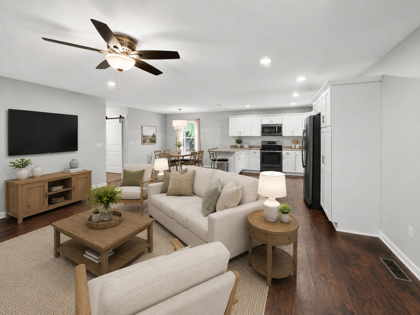 613 Living Room into kitchen & dining