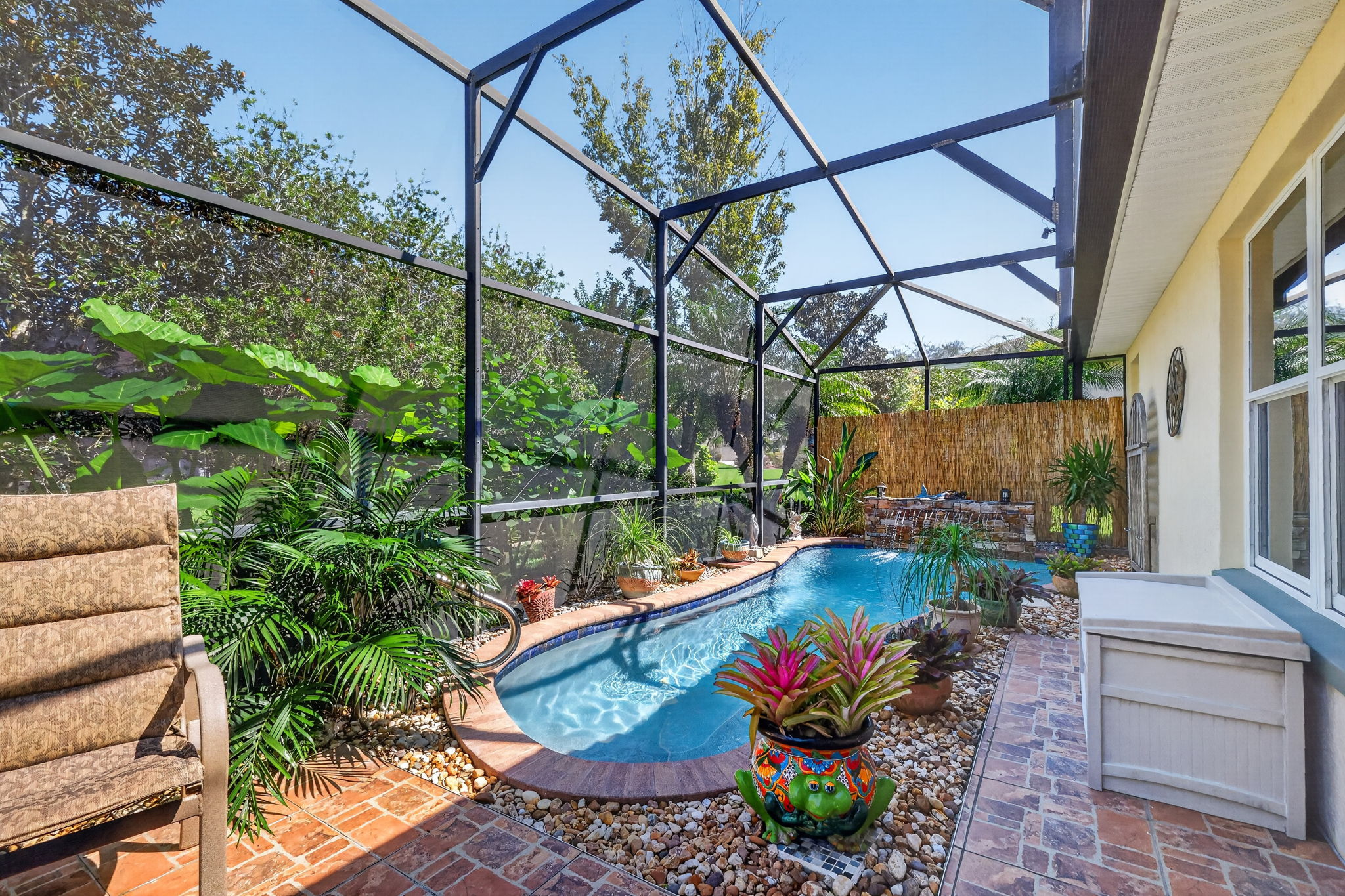 Lagoon Swimming Pool with Waterfall and Tropical PRIVACY Landscaping!