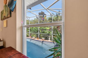 View of Swimming Pool and Tropical Landscaping from Third Bedroom!