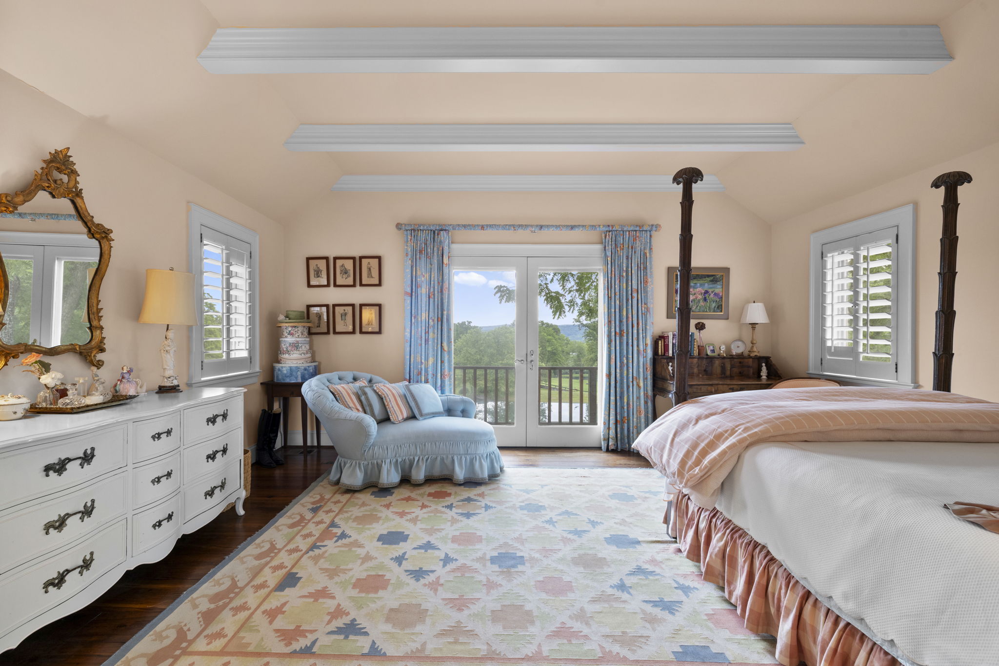 Guest Bedroom with view of pond