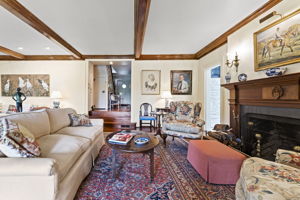Living Room with Wood Burning Fireplace