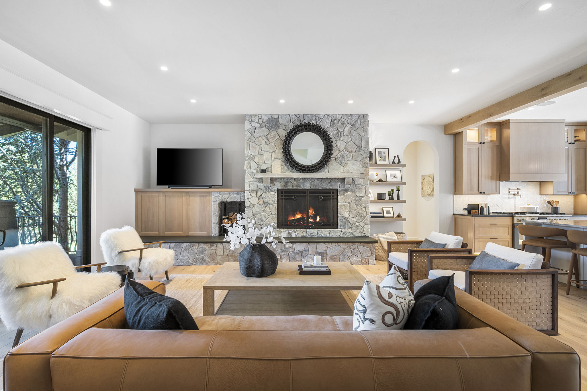 Gas assist wood burning fireplace
