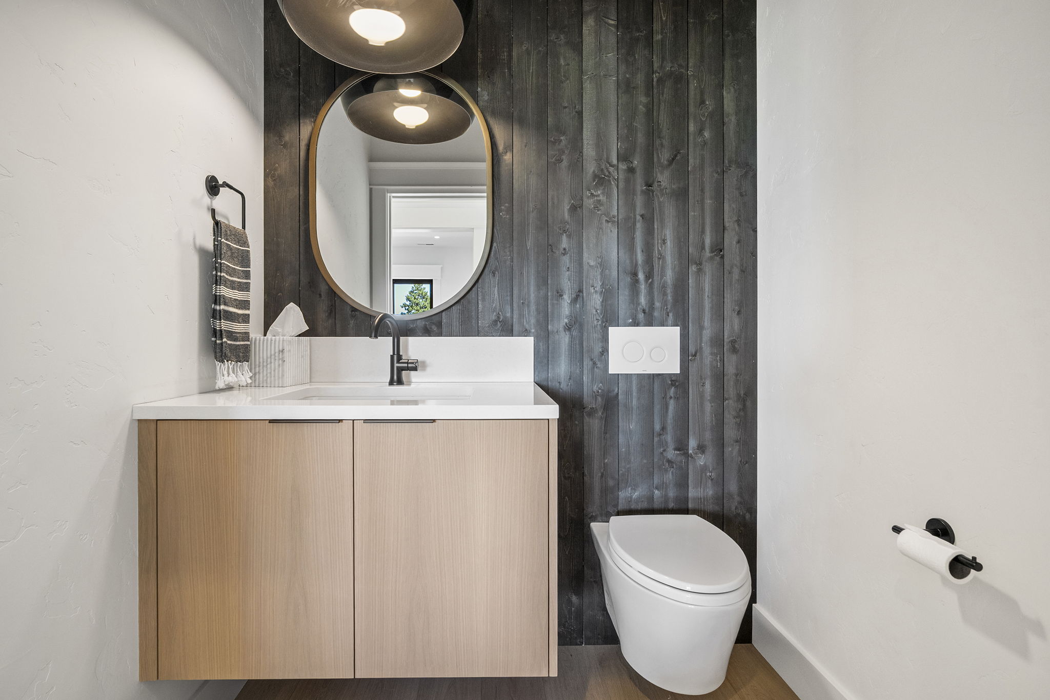 Upper level powder room