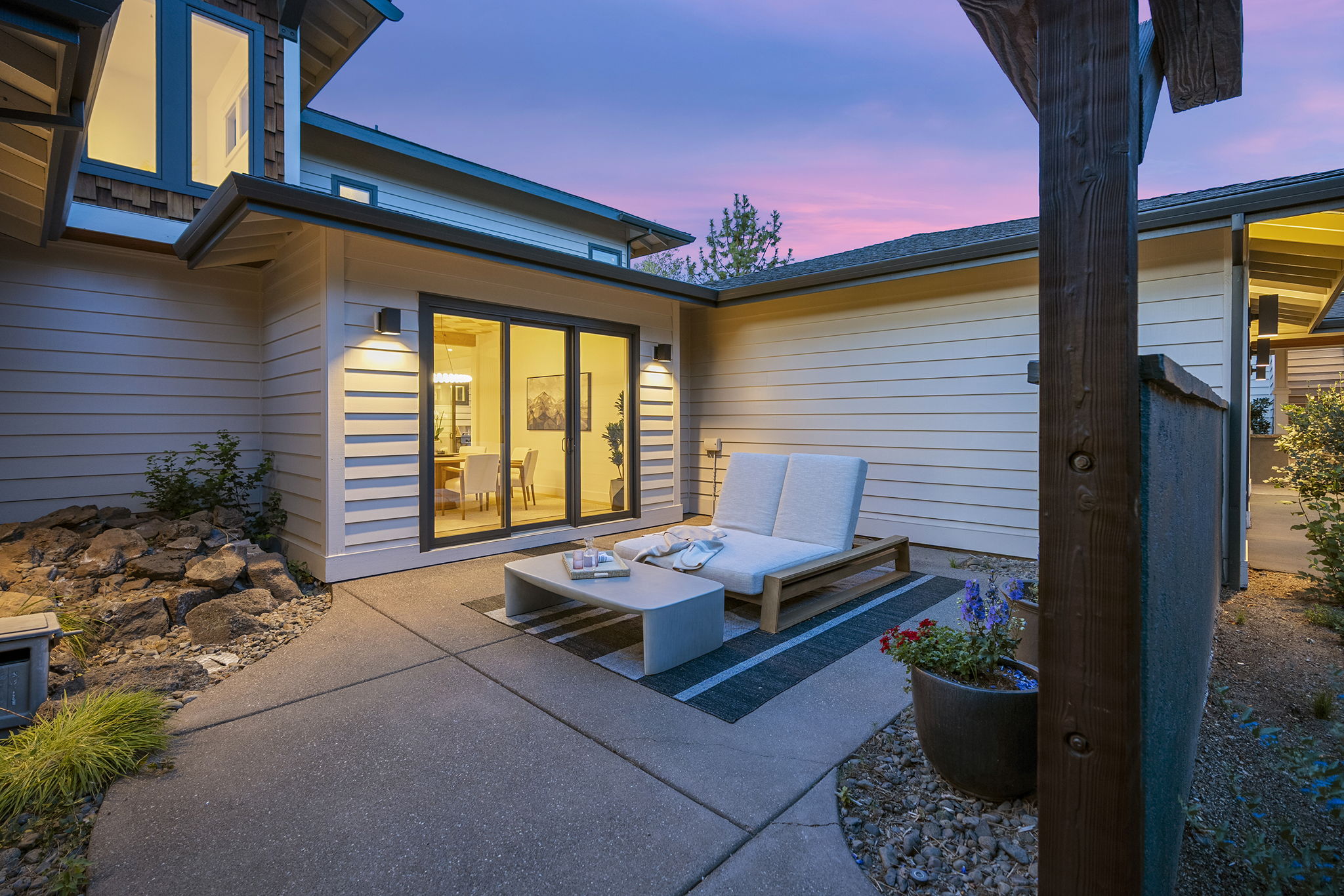 Private side patio could be perfect zen garden