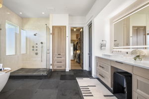 Heater floors and Moen bidet commode keeps you cozy every season