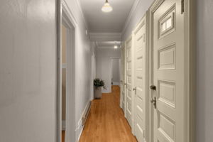 bedrooms are at either end of the hallway