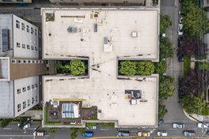 Aerial view of roof. Some units have rooftop access.