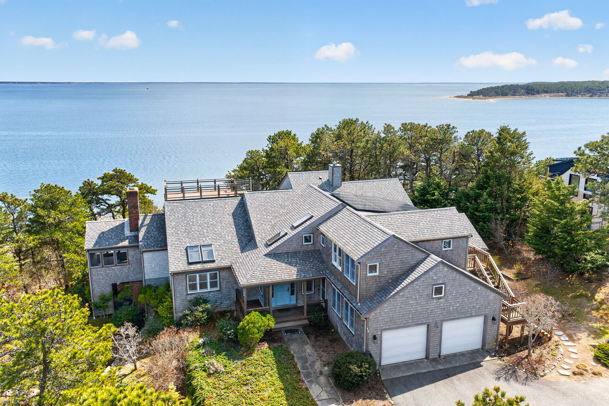 Aerial photography of 615 Chequessett Neck Road in Wellfleet